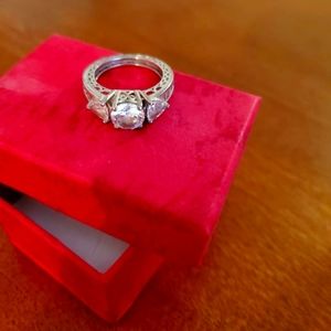 Sterling Silver and CZ Morganite Ring size 5.5